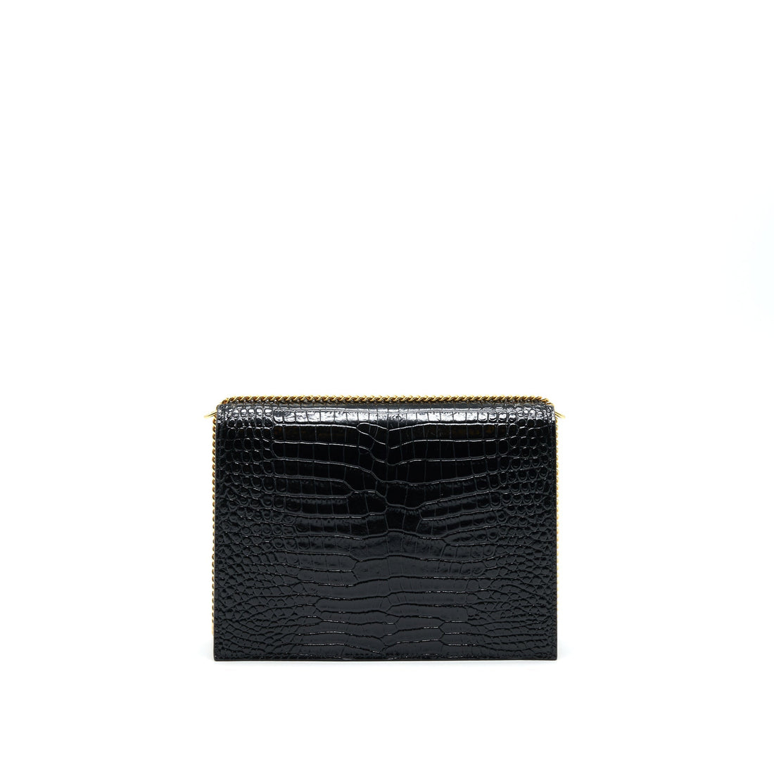 Saint Laurent Cassandra Monogram Clasp Bag Croc-Embossed CalBNkin Black GHW
