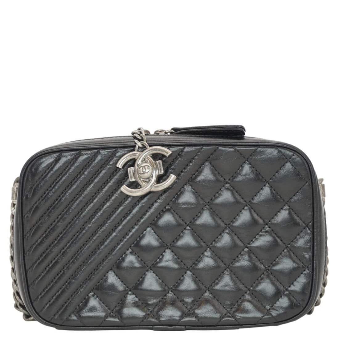 Pearl Street Bags Chanel Coco Boy Small Quilted Lambskin Camera Case Shoulder Bag Black
