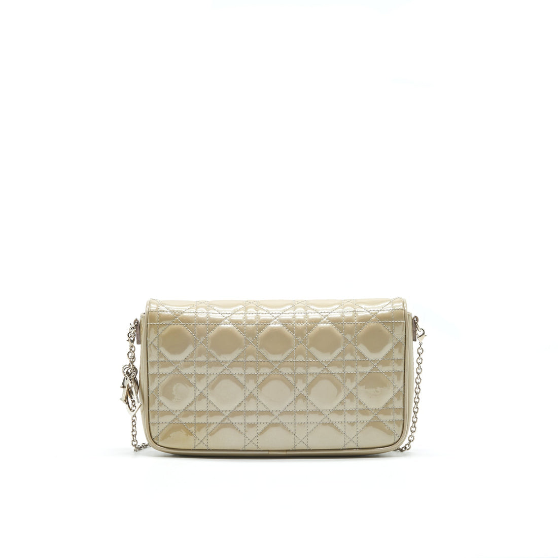 Top quality Dior Patent leather Wallet on Chain Light Grey