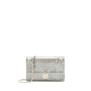 Top quality Dior Top quality Diorama Wallet on Chain Metallic Silver