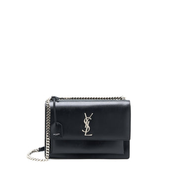 Saint Laurent/YSL Sunset Large Chain Bag CalBNkin Black SHW
