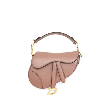 Christian Top quality Dior mini Saddle Bag Pink Calfskin Leather