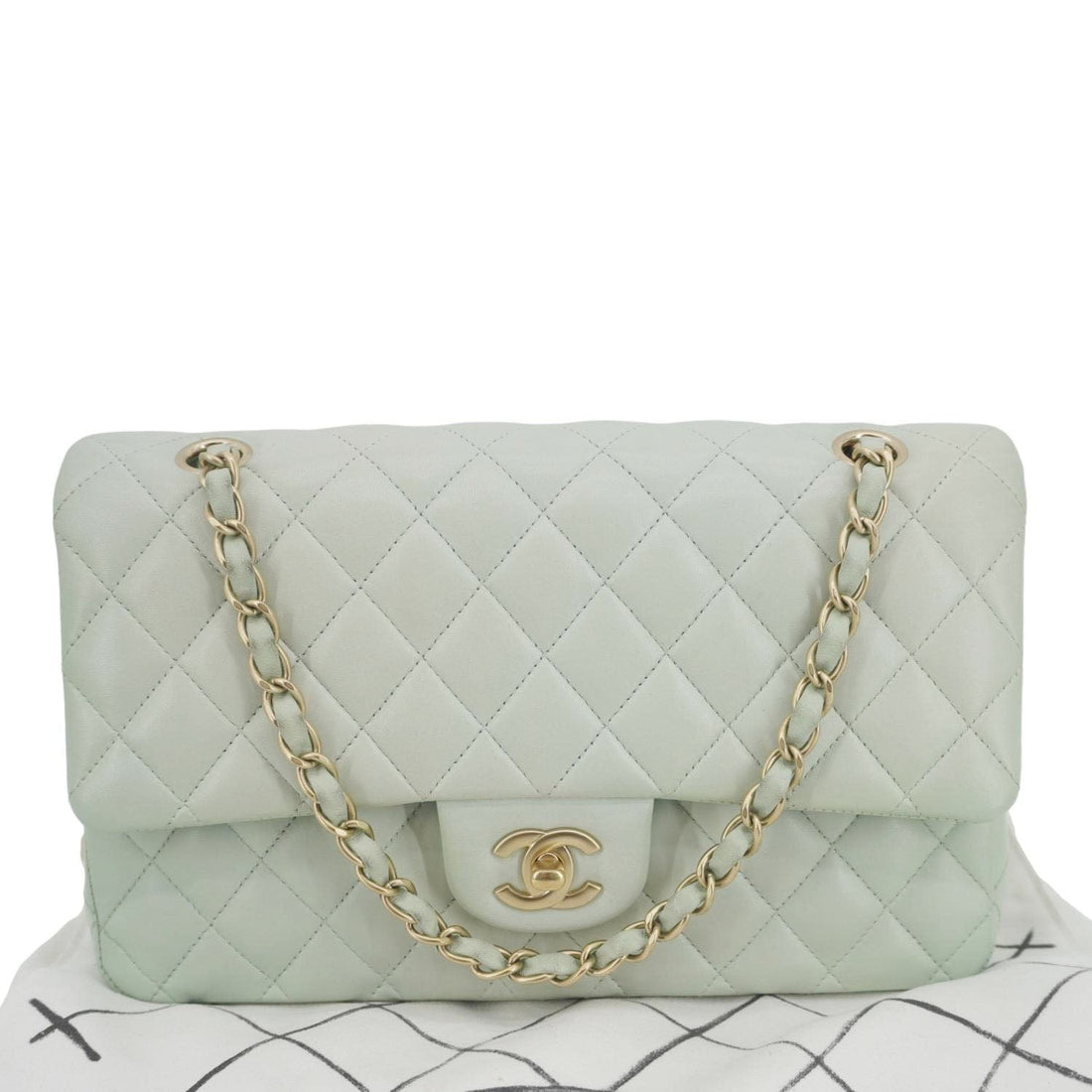 Pearl Street Bags Chanel Classic Double Flap Small Quilted Leather Shoulder Bag Light Green