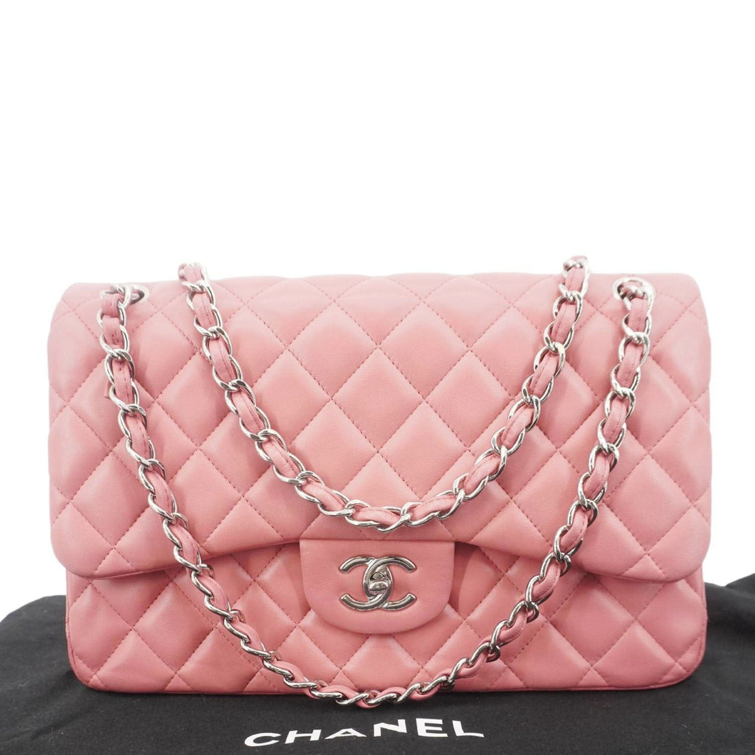 Pearl Street Bags Chanel Classic Double Flap Jumbo Quilted Leather Crossbody Bag Pink