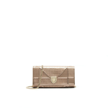 Top quality Dior Top quality Diorama metallic Pink Wallet with Chain