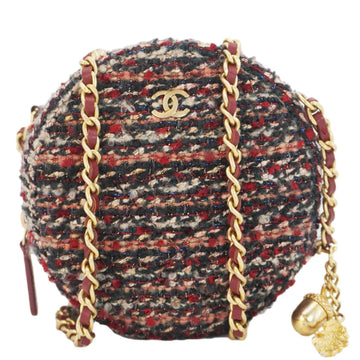 Pearl Street Bags Chanel Round Tweed Chain Clutch Crossbody Bag Red