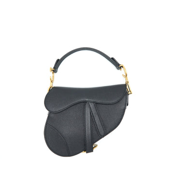 Top quality Dior Mini Saddle Bag Grained Calfskin Black