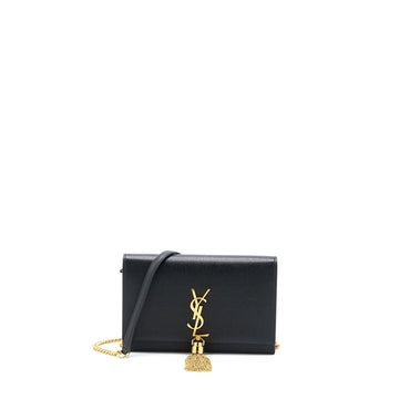 Saint Laurent Kate Chain Wallet With Tassel Grained CalBNkin Black GHW