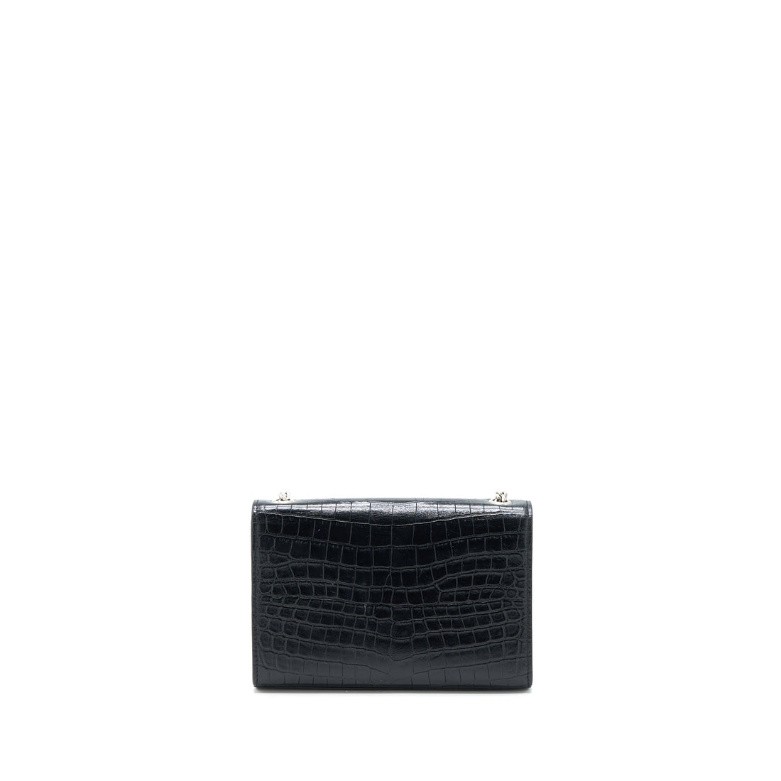 Saint Laurent Kate Tassel Croc Embossed CalBNkin Black SHW
