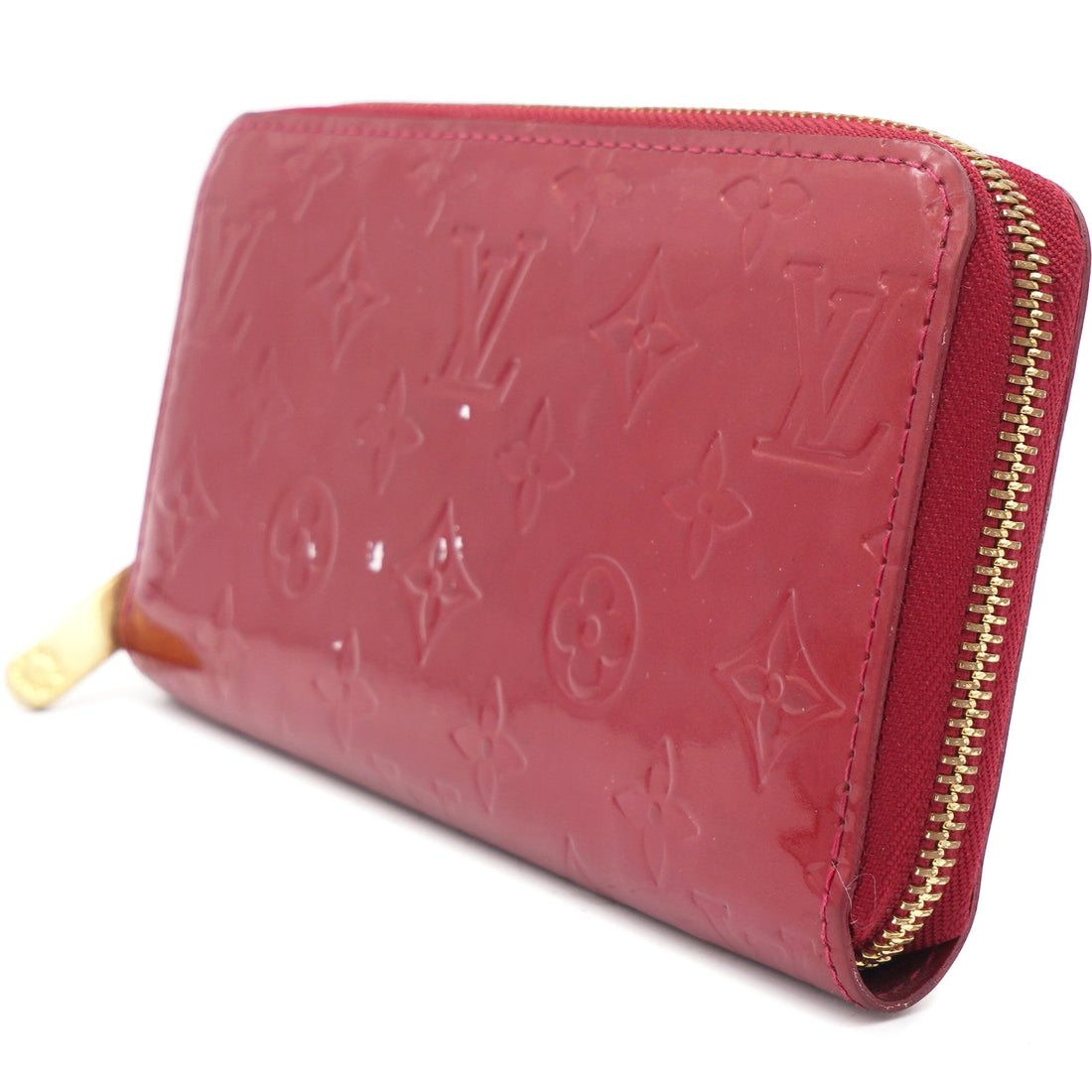 Louis-vuitton Red Monogram Vernis Leather Zippy Wallet