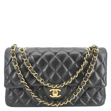 CHANEL Classic Double Flap Quilted Leather Crossbody Bag Black