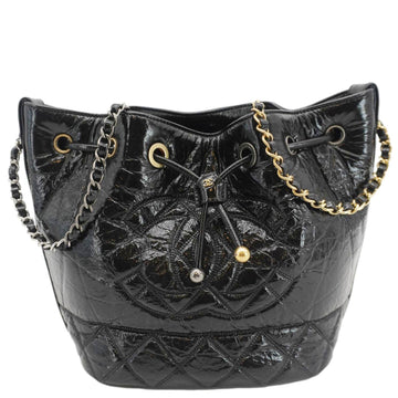 Pearl Street Bags Chanel CC Drawstring Shiny Aged Calfskin Chain Shoulder Bag Black