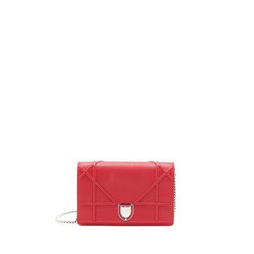 Top quality Dior Top quality Diorama Wallet On Chain Calfskin Red