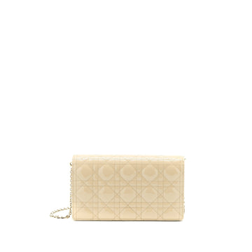 Top quality Dior Lady Top quality Dior Pouch With Chain Patent Beige