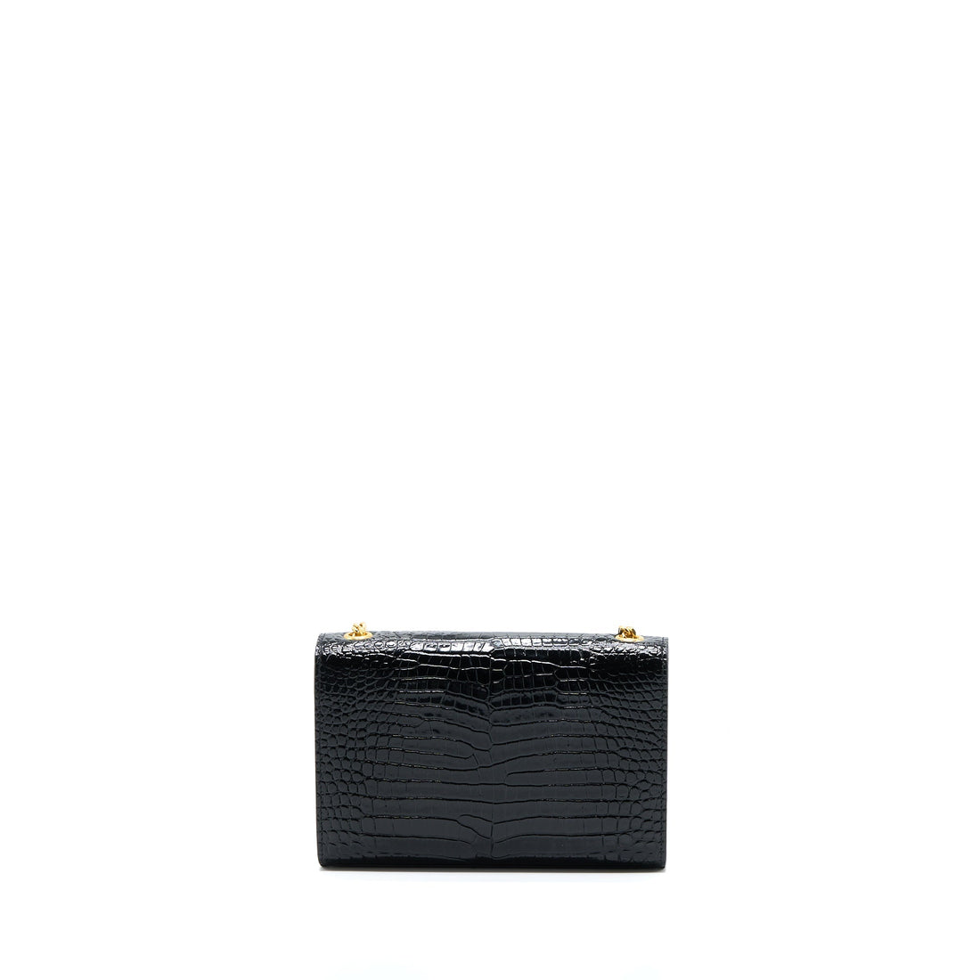 Saint Laurent Kate Bag Croc Embossed CalBNkin Black GHW