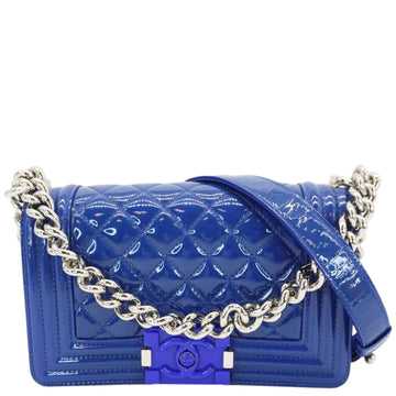 Chanel Boy Flap Small Plexiglass  Leather Crossbody Bag Blue