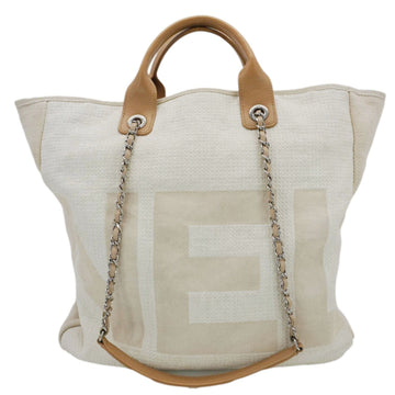 Pearl Street Bags Chanel Deauville Large Logo printed Canvas Tote Bag Cream