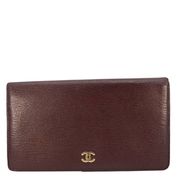 Chanel  L-Yen Leather Wallet Burgundy