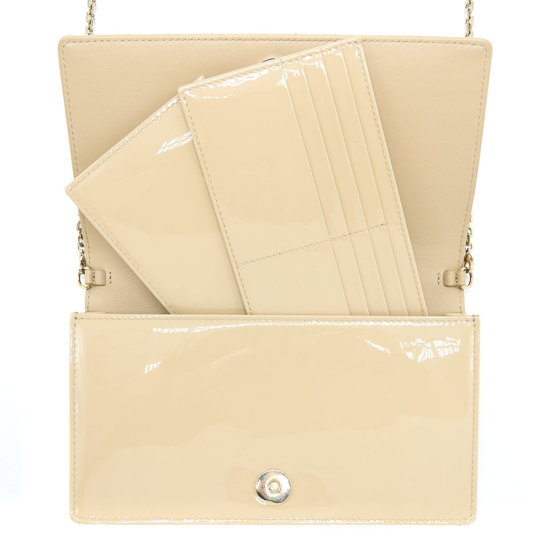 Top quality Dior Lady Top quality Dior Pouch With Chain Patent Beige