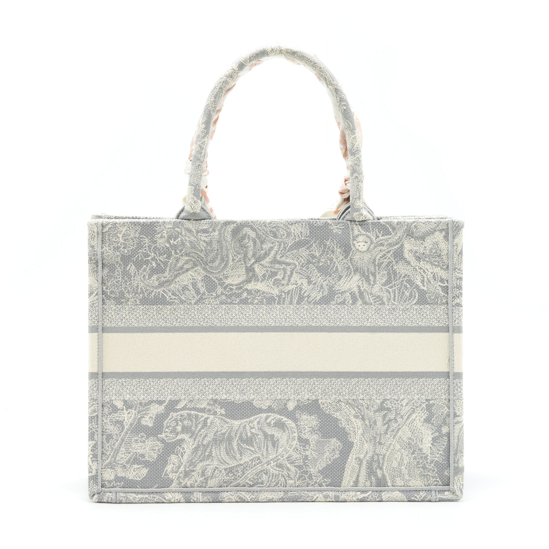 Top quality Dior Medium (Old Small) Book Tote Grey Toile De Jouy Reverse Embroidery With An Extra Twilly