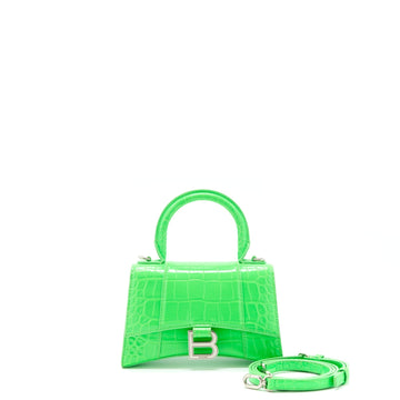 Balenciaga Hourglass XS Croc Embossed CalBNkin Green SHW
