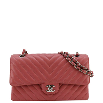 Pearl Street Bags Chanel Classic Double Flap Medium Chevron Leather Shoulder Bag Peach