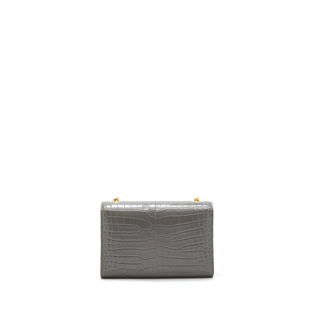 Saint Laurent/YSL Kate Tassel Croc Embossed CalBNkin Grey GHW