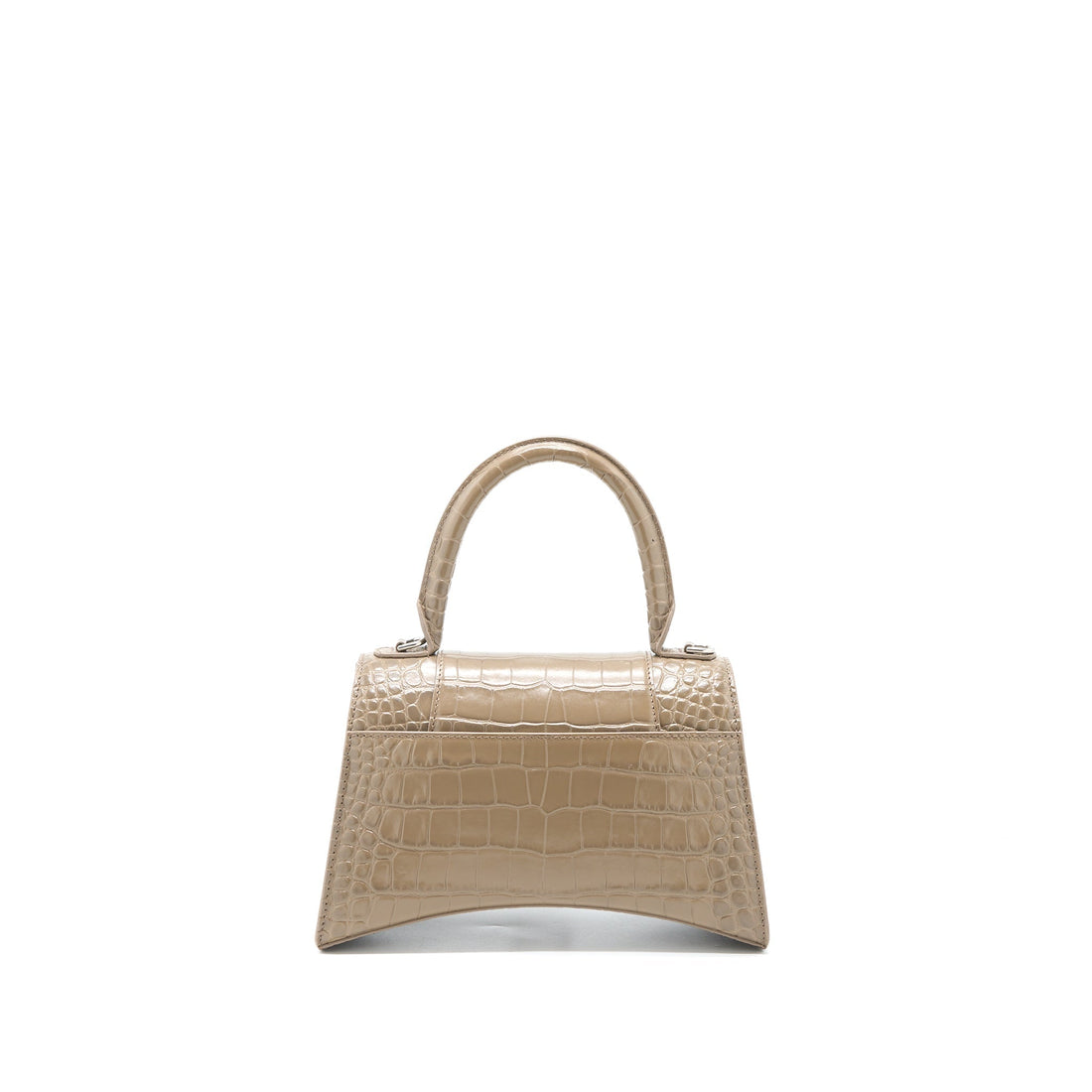 Balenciaga Small Hourglass Bag Cro Embossed CalBNkin Dark Beige SHW