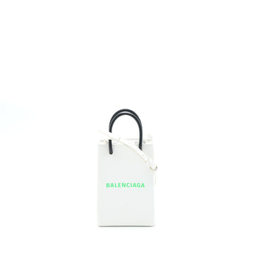 Balenciaga Mini Shopping Phone Pouch CalBNkin White/Multicolour SHW