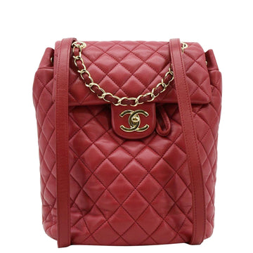 Pearl Street Bags Chanel Urban Spirit Quilted Leather Backpack Bag Red