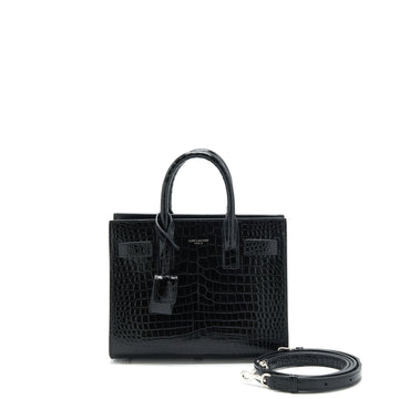 Saint Laurent Sac De Jour nano in croc Embossed calBNkin black SHW