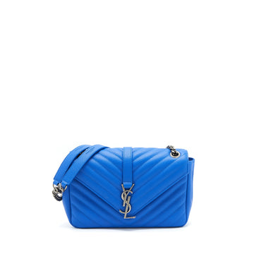 Saint laurent Mini College Bag grained calBNkin blue ruthenium Hardware