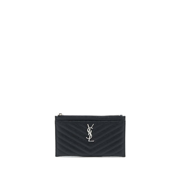 Saint Laurent Cassandra Matelasse Zipped Pouch Grained CalBNkin Black SHW