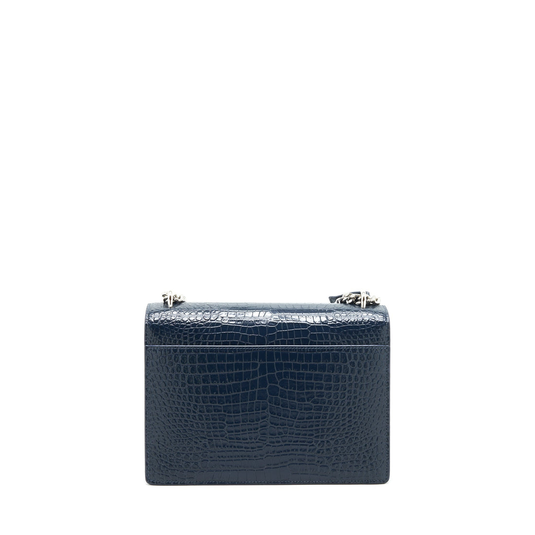 Saint Laurent Medium Sunset Bag croc Embossed calBNkin dark blue SHW