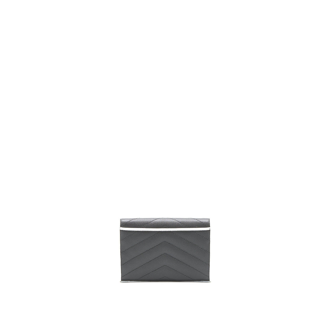 Saint Laurent Small Flap Wallet Grained CalBNkin Grey/White SHW