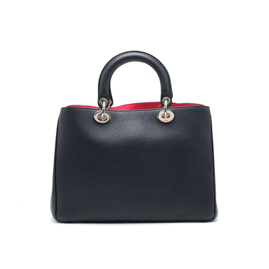 CHRISTIAN Top quality Dior Medium Top quality Diorissimo Tote Bag Black Grained Leather