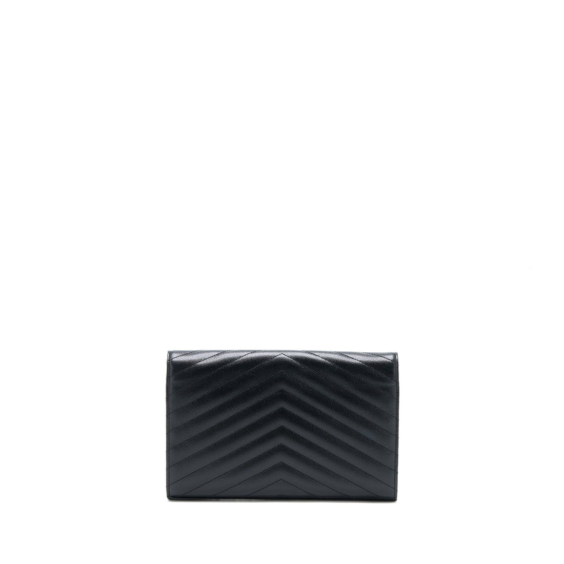 Saint Laurent Envelop Chain Wallet Grained CalBNkin Black SHW