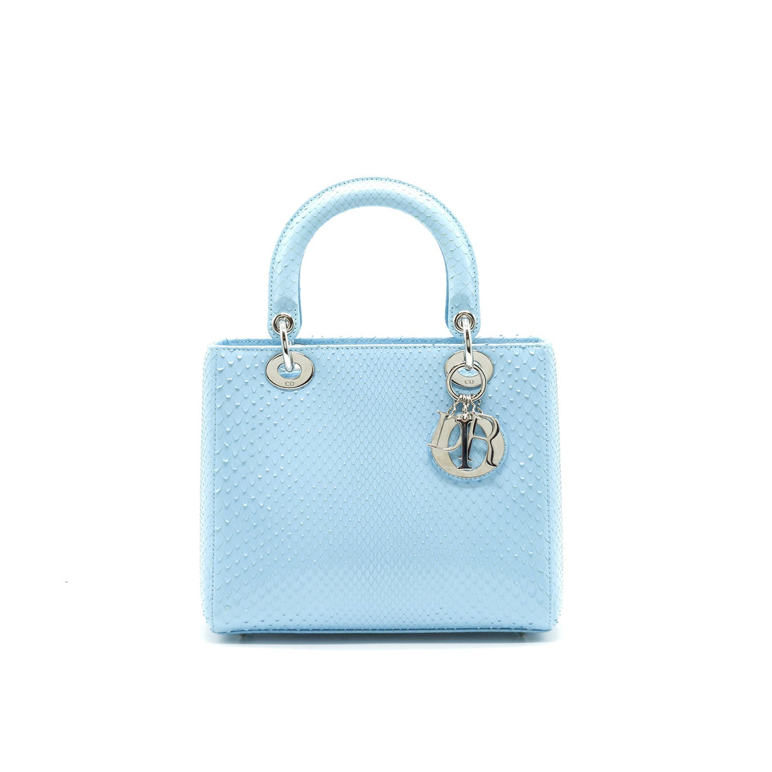 CHRISTIAN Top quality Dior PYTHON MEDIUM LADY Top quality Dior BAG SKYBLUE WITH SMALL SCARF