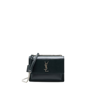 Saint Laurent Sunset Chain Bag CalBNkin Dark Green SHW