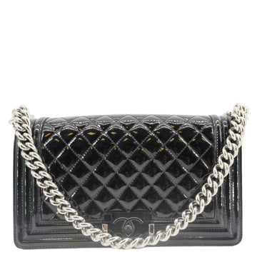 Pearl Street Bags Chanel Boy Flap Medium Plexiglass Patent Leather Crossbody Bag Black