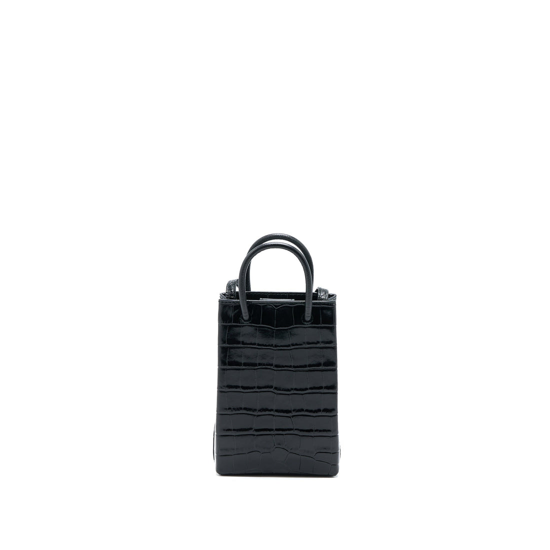 Balenciaga Mini Shopping Phone Pouch Coro-Emboss CalBNkin Black SHW