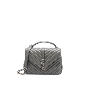 Saint Laurent College Bag CalBNkin Grey With Ruthenium Hardware