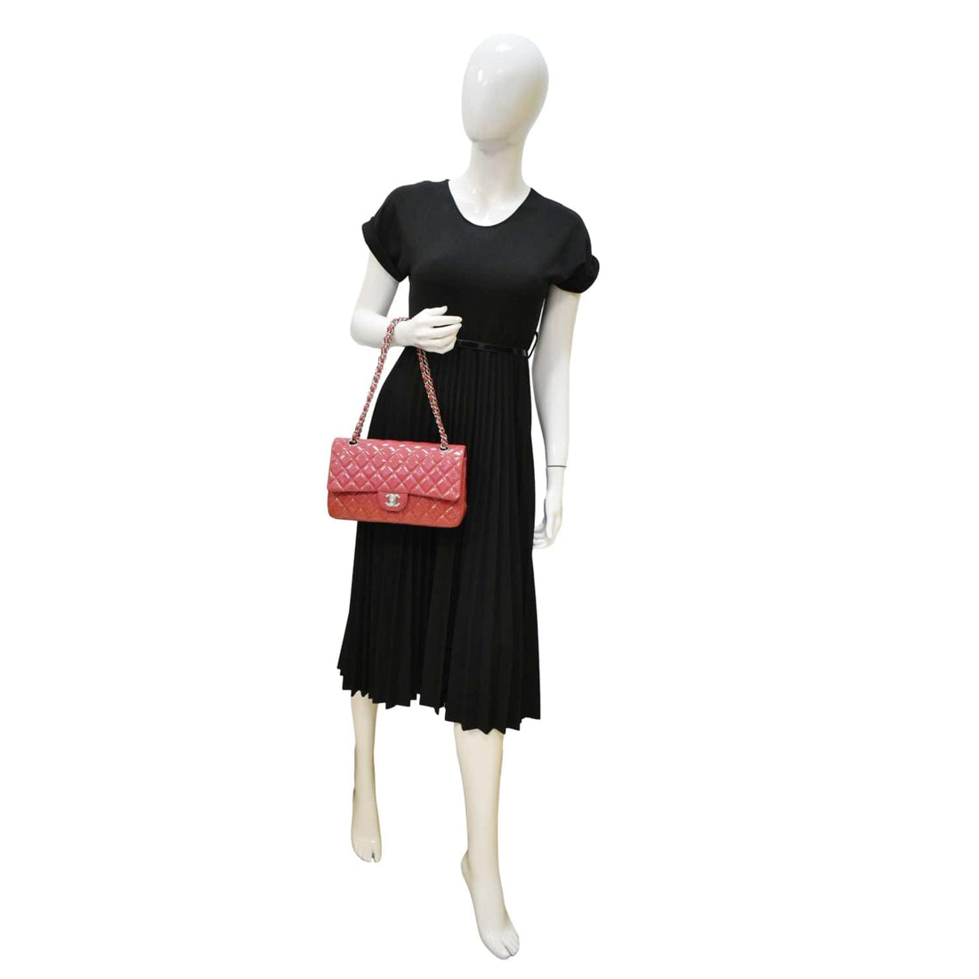 Pearl Street Bags Chanel Classic Double Flap Medium Quilted Patent Leather Shoulder Bag Light Pink