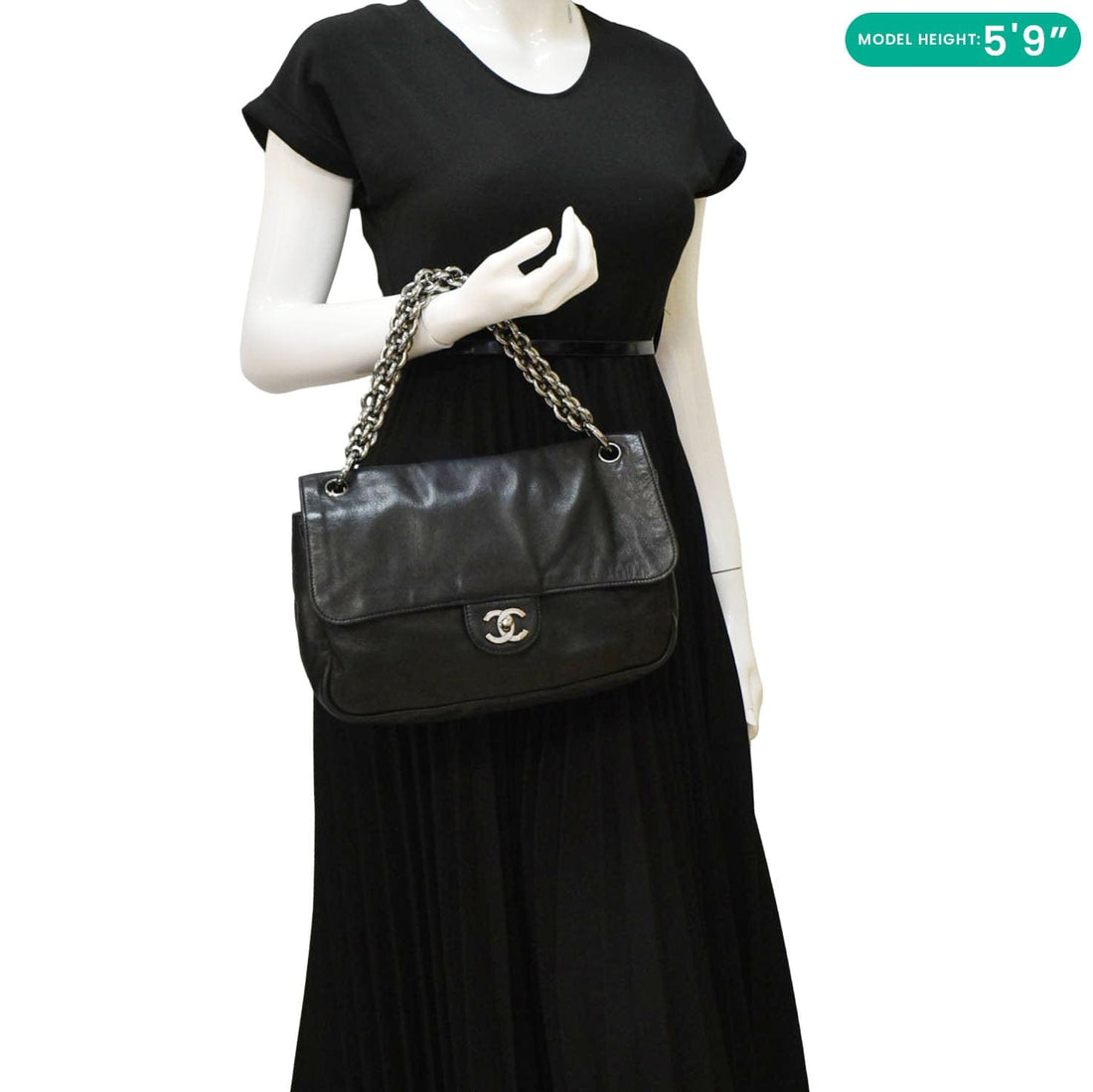 Pearl Street Bags Chanel Soft and Chain Flap Leather Shoulder Bag Black