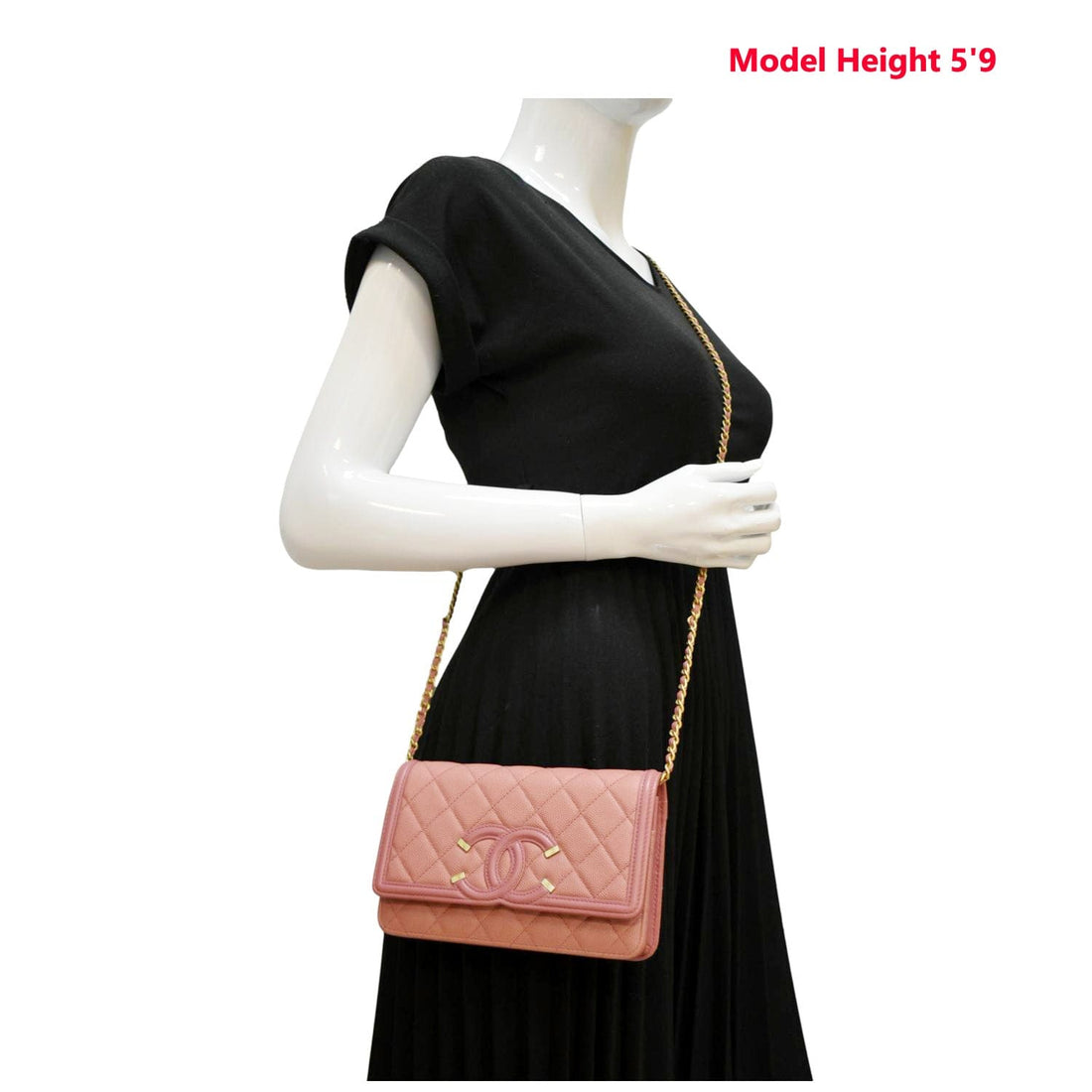 Pearl Street Bags Chanel CC Filigree Flap Small Quilted Caviar Leather Shoulder Bag Light Pink