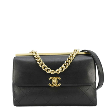 Pearl Street Bags Chanel Coco Luxe Stitched Leather Chain Crossbody Bag Black