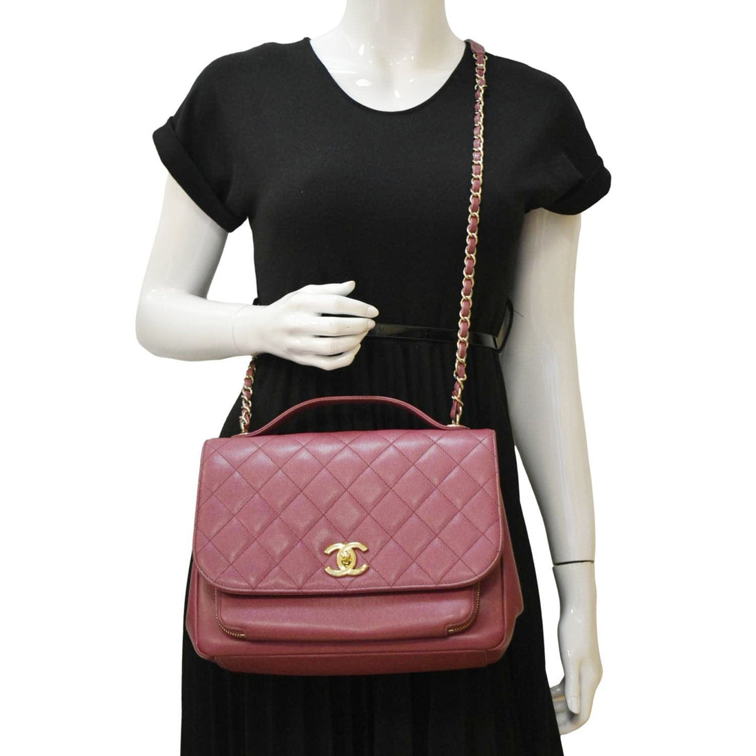 Pearl Street Bags Chanel Business Affinity Medium Flap Quilted Caviar Shoulder Bag Pink