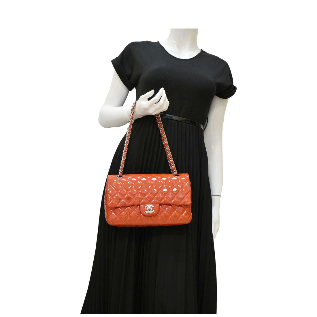 Pearl Street Bags Chanel Classic Medium Double Flap Patent Leather Shoulder Bag Red