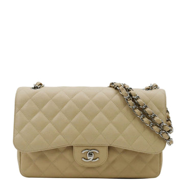 Pearl Street Bags Chanel Classic Jumbo Double Flap Quilted Caviar Leather Shoulder Bag Cream