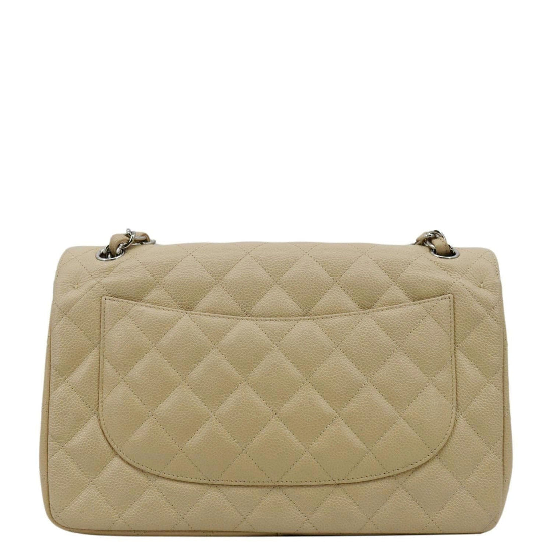 Pearl Street Bags Chanel Classic Jumbo Double Flap Quilted Caviar Leather Shoulder Bag Cream